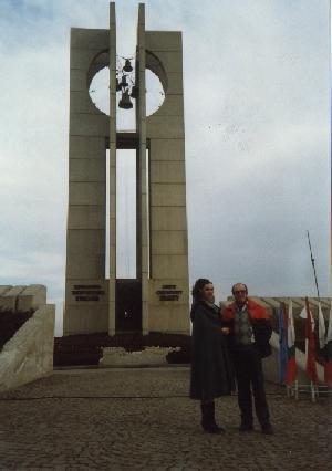 Professor and Mrs Nansen Behar at the Bells monument near Sofia, 1988